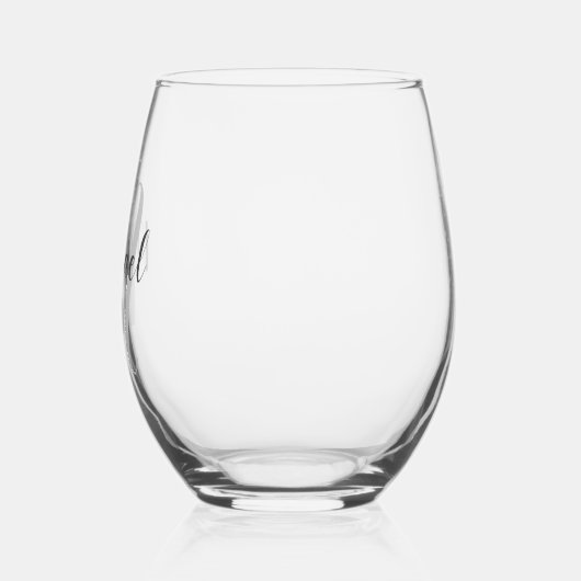 Moderne Manuscript Gepersonaliseerd Monogram en Na Wijnglas Zonder Voet (Links)