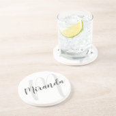 Moderne Manuscript Gepersonaliseerd Monogram en Na Zandsteen Onderzetter (Zijkant)