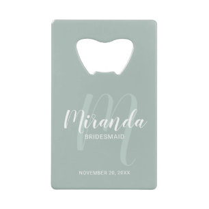 Moderne Manuscript Gepersonaliseerde Bridesmaid Creditkaart Flessenopener