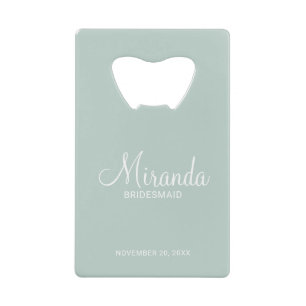 Moderne Manuscript Gepersonaliseerde Bridesmaid Creditkaart Flessenopener