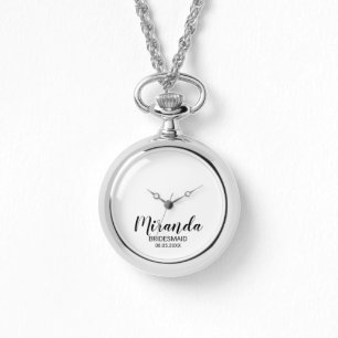 Moderne Manuscript Gepersonaliseerde Bridesmaid Horloge