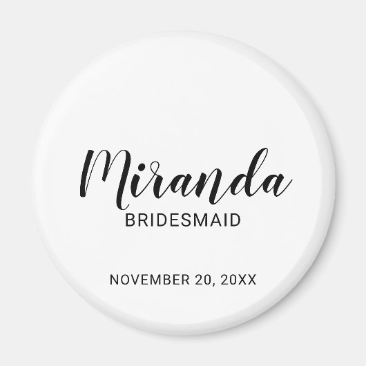 Moderne Manuscript Gepersonaliseerde Bridesmaid Magneet (Voorkant)