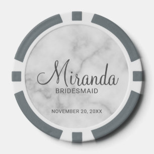 Moderne Manuscript Gepersonaliseerde Bridesmaid Poker Chips