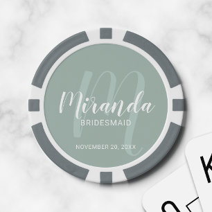 Moderne Manuscript Gepersonaliseerde Bridesmaid Poker Chips