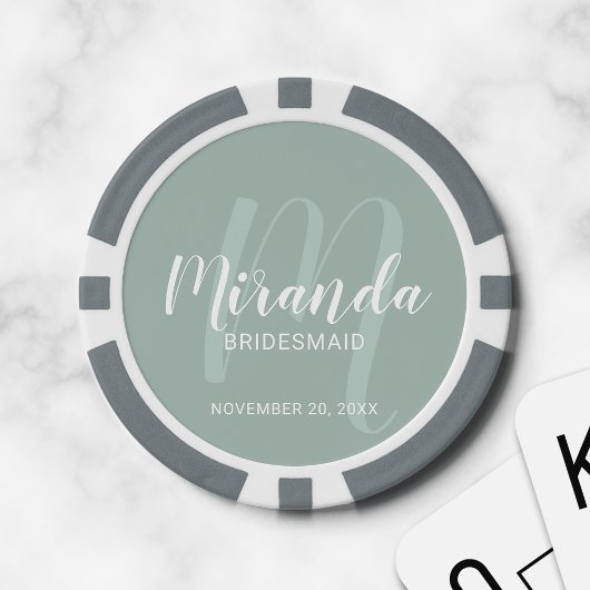 Moderne Manuscript Gepersonaliseerde Bridesmaid Poker Chips