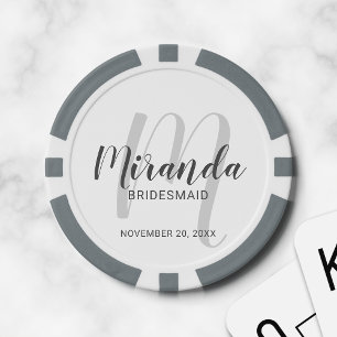 Moderne Manuscript Gepersonaliseerde Bridesmaid Poker Chips