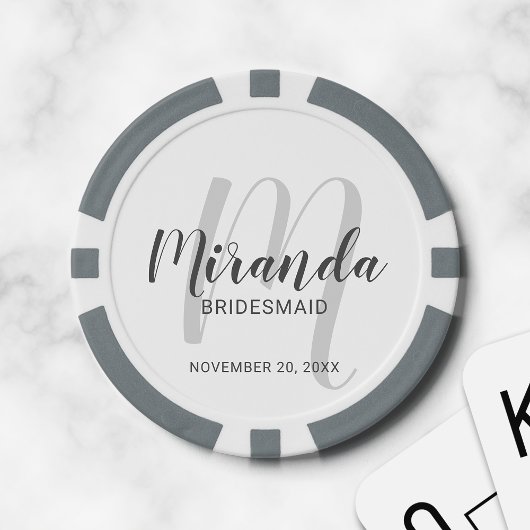 Moderne Manuscript Gepersonaliseerde Bridesmaid Poker Chips