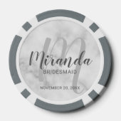 Moderne Manuscript Gepersonaliseerde Bridesmaid Poker Chips (Achterkant)