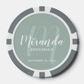Moderne Manuscript Gepersonaliseerde Bridesmaid Poker Chips (Voorkant)