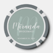Moderne Manuscript Gepersonaliseerde Bridesmaid Poker Chips (Achterkant)