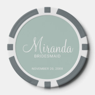 Moderne Manuscript Gepersonaliseerde Bridesmaid Poker Chips