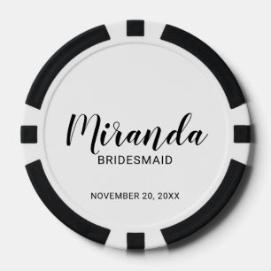 Moderne Manuscript Gepersonaliseerde Bridesmaid Poker Chips