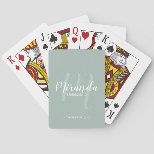 Moderne Manuscript Gepersonaliseerde Bridesmaid Pokerkaarten (Achterkant)