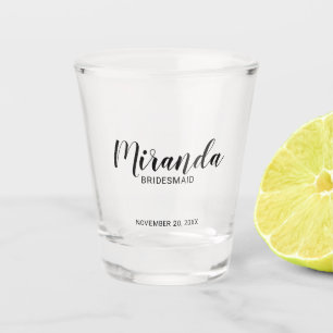 Moderne Manuscript Gepersonaliseerde Bridesmaid Shot Glas