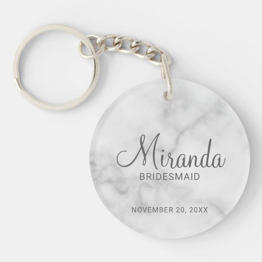 Moderne Manuscript Gepersonaliseerde Bridesmaid Sleutelhanger (Voorkant)