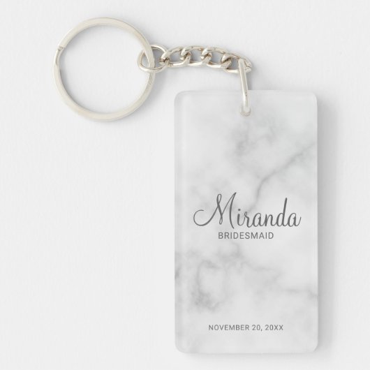 Moderne Manuscript Gepersonaliseerde Bridesmaid Sleutelhanger (Voorkant)