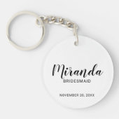 Moderne Manuscript Gepersonaliseerde Bridesmaid Sleutelhanger (Voorkant)