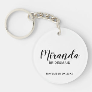 Moderne Manuscript Gepersonaliseerde Bridesmaid Sleutelhanger