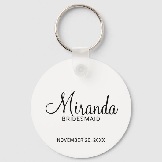 Moderne Manuscript Gepersonaliseerde Bridesmaid Sleutelhanger (Voorkant)