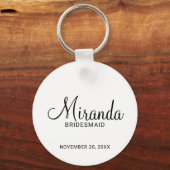 Moderne Manuscript Gepersonaliseerde Bridesmaid Sleutelhanger (Voorkant)