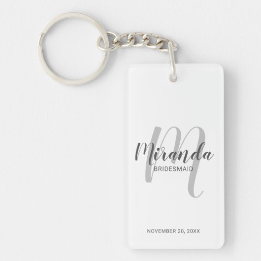 Moderne Manuscript Gepersonaliseerde Bridesmaid Sleutelhanger (Voorkant)