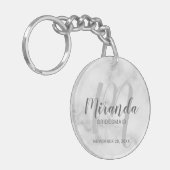 Moderne Manuscript Gepersonaliseerde Bridesmaid Sleutelhanger (Voorkant Links)