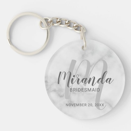 Moderne Manuscript Gepersonaliseerde Bridesmaid Sleutelhanger (Voorkant)