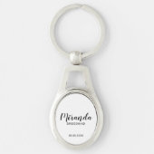 Moderne Manuscript Gepersonaliseerde Bridesmaid Sleutelhanger (Voorkant)