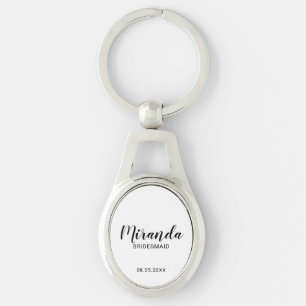 Moderne Manuscript Gepersonaliseerde Bridesmaid Sleutelhanger