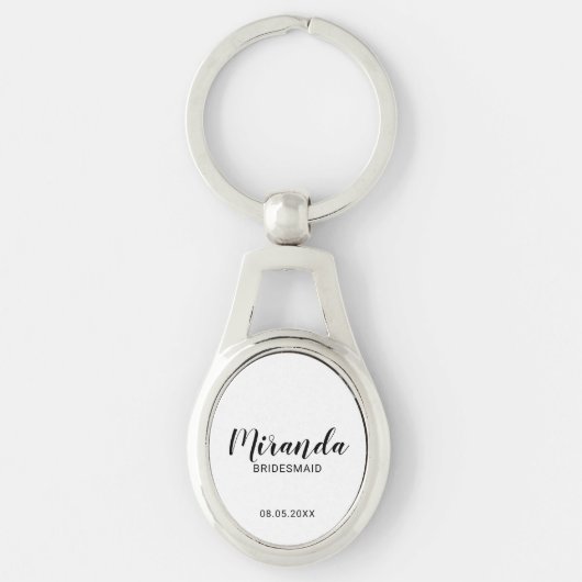 Moderne Manuscript Gepersonaliseerde Bridesmaid Sleutelhanger (Voorkant)
