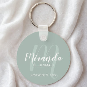 Moderne Manuscript Gepersonaliseerde Bridesmaid Sleutelhanger