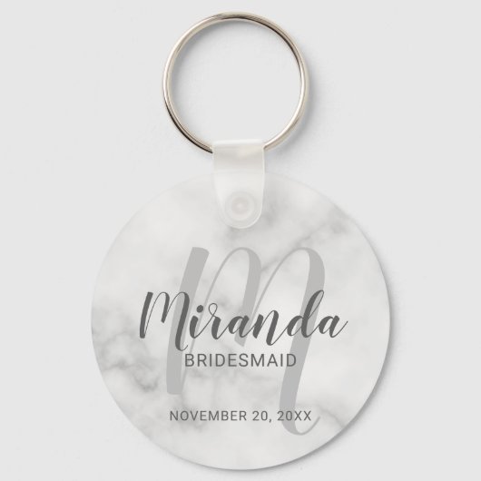 Moderne Manuscript Gepersonaliseerde Bridesmaid Sleutelhanger (Voorkant)