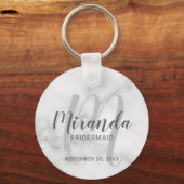 Moderne Manuscript Gepersonaliseerde Bridesmaid Sleutelhanger (Voorkant)