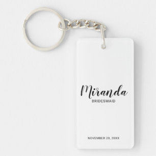 Moderne Manuscript Gepersonaliseerde Bridesmaid Sleutelhanger