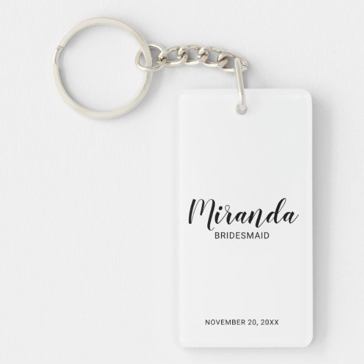 Moderne Manuscript Gepersonaliseerde Bridesmaid Sleutelhanger (Voorkant)