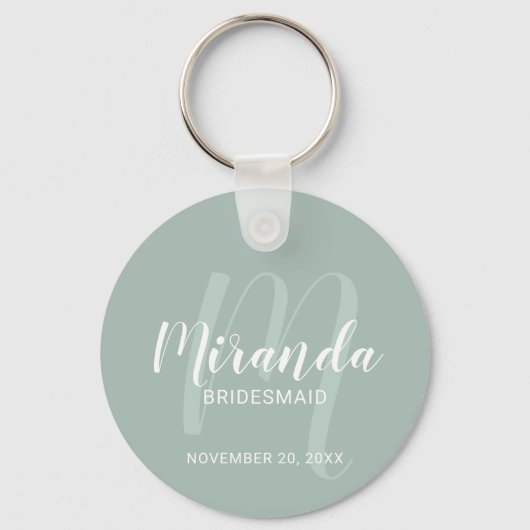 Moderne Manuscript Gepersonaliseerde Bridesmaid Sleutelhanger (Voorkant)