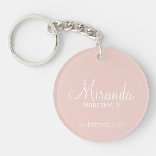 Moderne Manuscript Gepersonaliseerde Bridesmaid Sleutelhanger (Voorkant)
