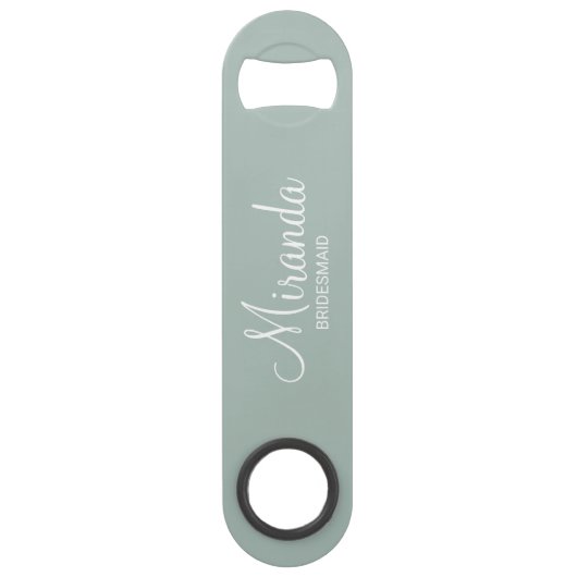 Moderne Manuscript Gepersonaliseerde Bridesmaid Speed Flessenopener (Voorkant)
