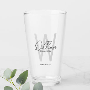 Moderne Manuscript Gepersonaliseerde Naam Groomsma Glas