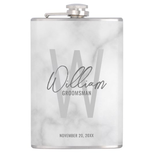 Moderne Manuscript Gepersonaliseerde Naam Groomsma Heupfles (Voorkant)