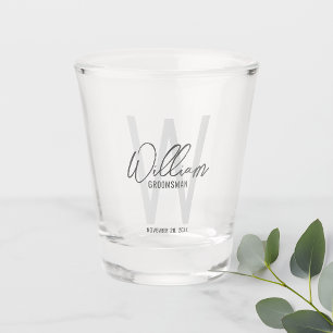 Moderne Manuscript Gepersonaliseerde Naam Groomsma Shot Glas