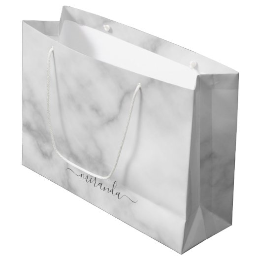 Moderne Manuscript Gepersonaliseerde Naam Witte Ma Groot Cadeauzakje (Voorkant Gekanteld)