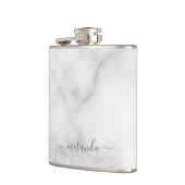 Moderne Manuscript Gepersonaliseerde Naam Witte Ma Heupfles (Links)