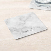 Moderne Manuscript Gepersonaliseerde Naam Witte Ma Kartonnen Onderzetters (Schuin)