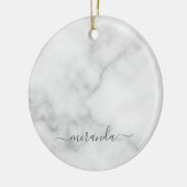 Moderne Manuscript Gepersonaliseerde Naam Witte Ma Keramisch Ornament (Links)