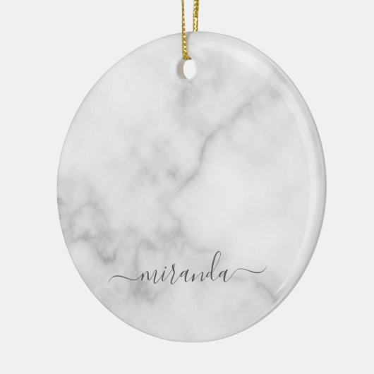 Moderne Manuscript Gepersonaliseerde Naam Witte Ma Keramisch Ornament (Links)