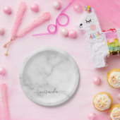 Moderne Manuscript Gepersonaliseerde Naam Witte Ma Papieren Bordje (Feest)