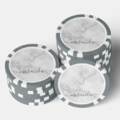 Moderne Manuscript Gepersonaliseerde Naam Witte Ma Poker Chips (Opstapeling)