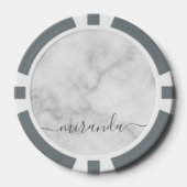 Moderne Manuscript Gepersonaliseerde Naam Witte Ma Poker Chips (Voorkant)
