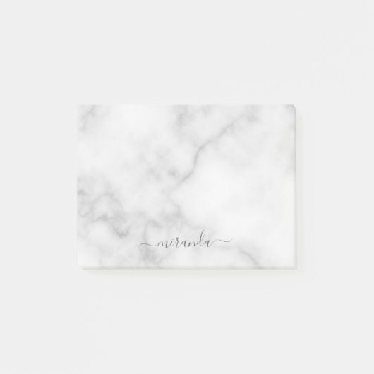 Moderne Manuscript Gepersonaliseerde Naam Witte Ma Post-it® Notes (Voorkant)